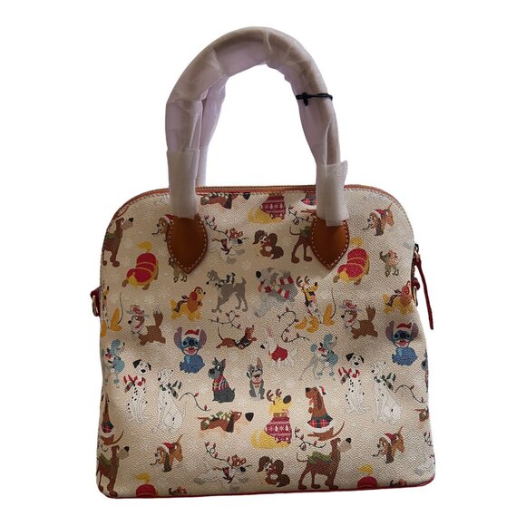 Disney Dooney Santa Paws Satchel Bag Purse Stitch Bolt Dug Nana Lady Tramp - Picture 5 of 6